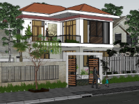 Model Sketchup biệt thự 2 tầng 10x10m